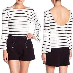 🛍 Cupcakes and Cashmere Stripe Bell Sleeve Top M